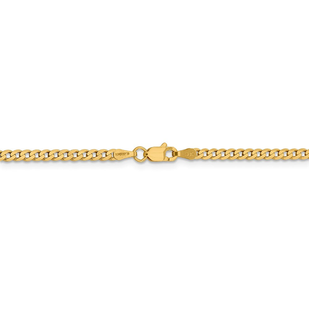 Alternate view of the 14k Yellow Gold 2.3mm Solid Beveled Curb Chain Anklet by The Black Bow Jewelry Co.