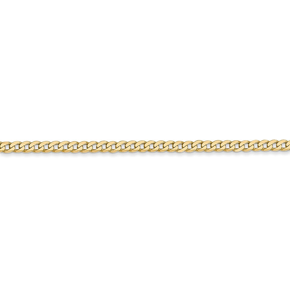 Alternate view of the 14k Yellow Gold 2.2mm Solid Beveled Curb Chain Anklet by The Black Bow Jewelry Co.