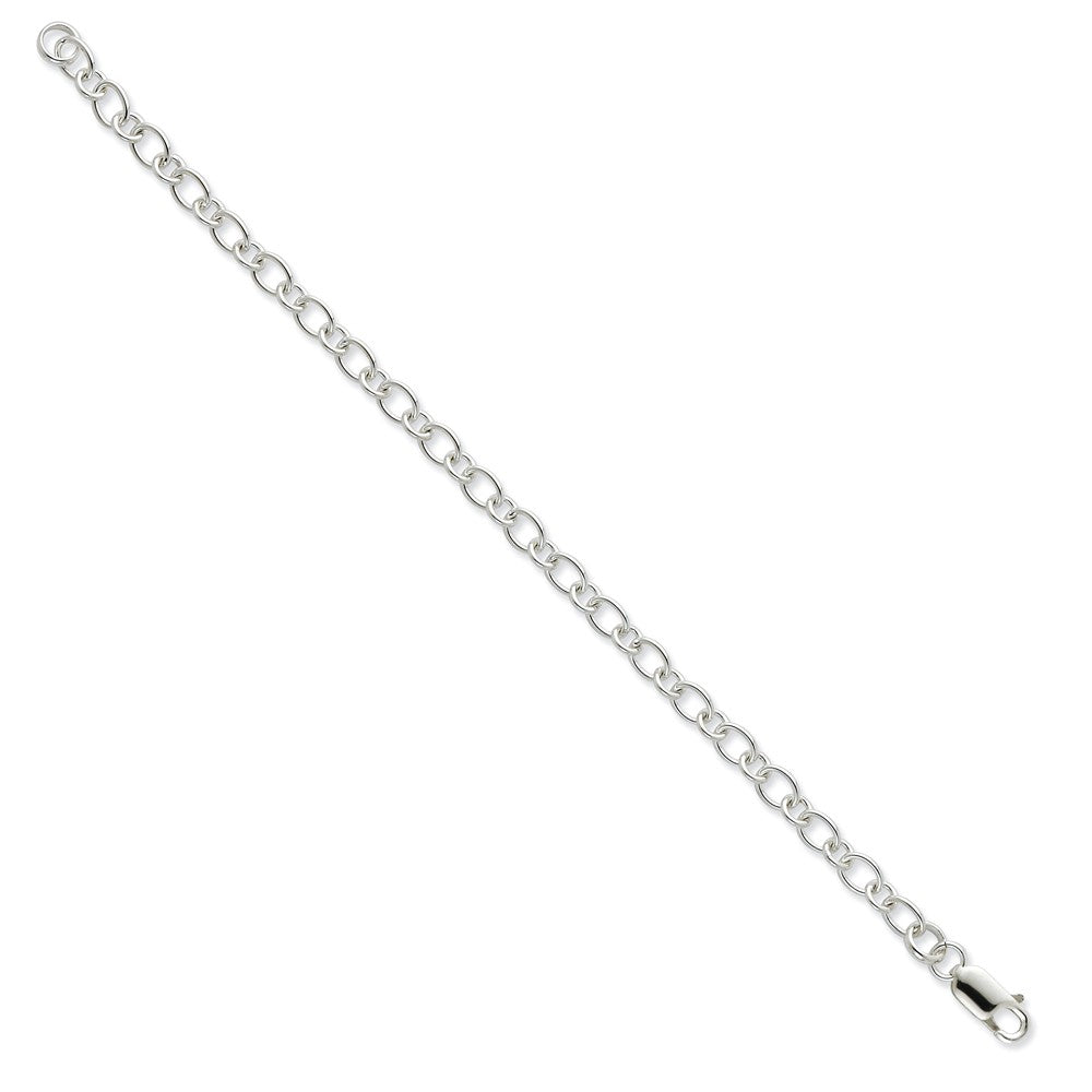 Rhodium Plated Sterling Silver 5.2mm Solid Fancy Cable Anklet, Item A8854-A by The Black Bow Jewelry Co.