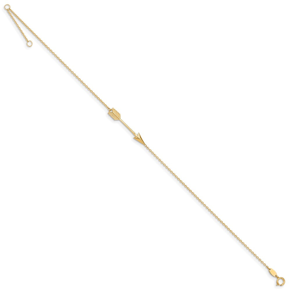 Alternate view of the 14k Yellow Gold Polished Arrow And 1mm Cable Chain Anklet, 9-10 Inch by The Black Bow Jewelry Co.