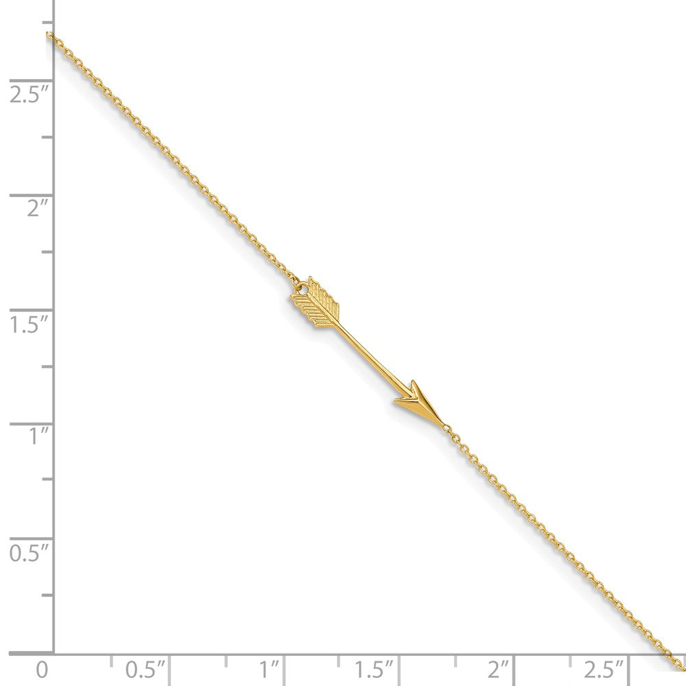 Alternate view of the 14k Yellow Gold Polished Arrow And 1mm Cable Chain Anklet, 9-10 Inch by The Black Bow Jewelry Co.