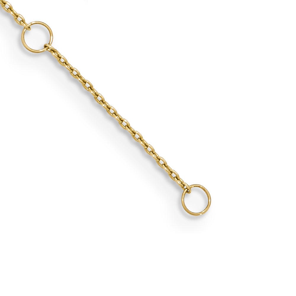 Alternate view of the 14k Yellow Gold 7mm Open Heart And 0.6mm Cable Chain Anklet, 9-10 Inch by The Black Bow Jewelry Co.