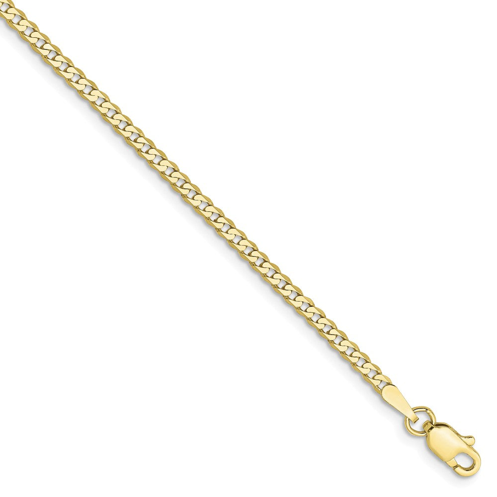 2.2mm 10k Yellow Gold Flat Beveled Curb Chain Anklet, Item A8864 by The Black Bow Jewelry Co.