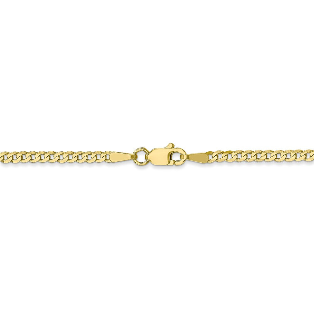 Alternate view of the 2.2mm 10k Yellow Gold Flat Beveled Curb Chain Anklet by The Black Bow Jewelry Co.