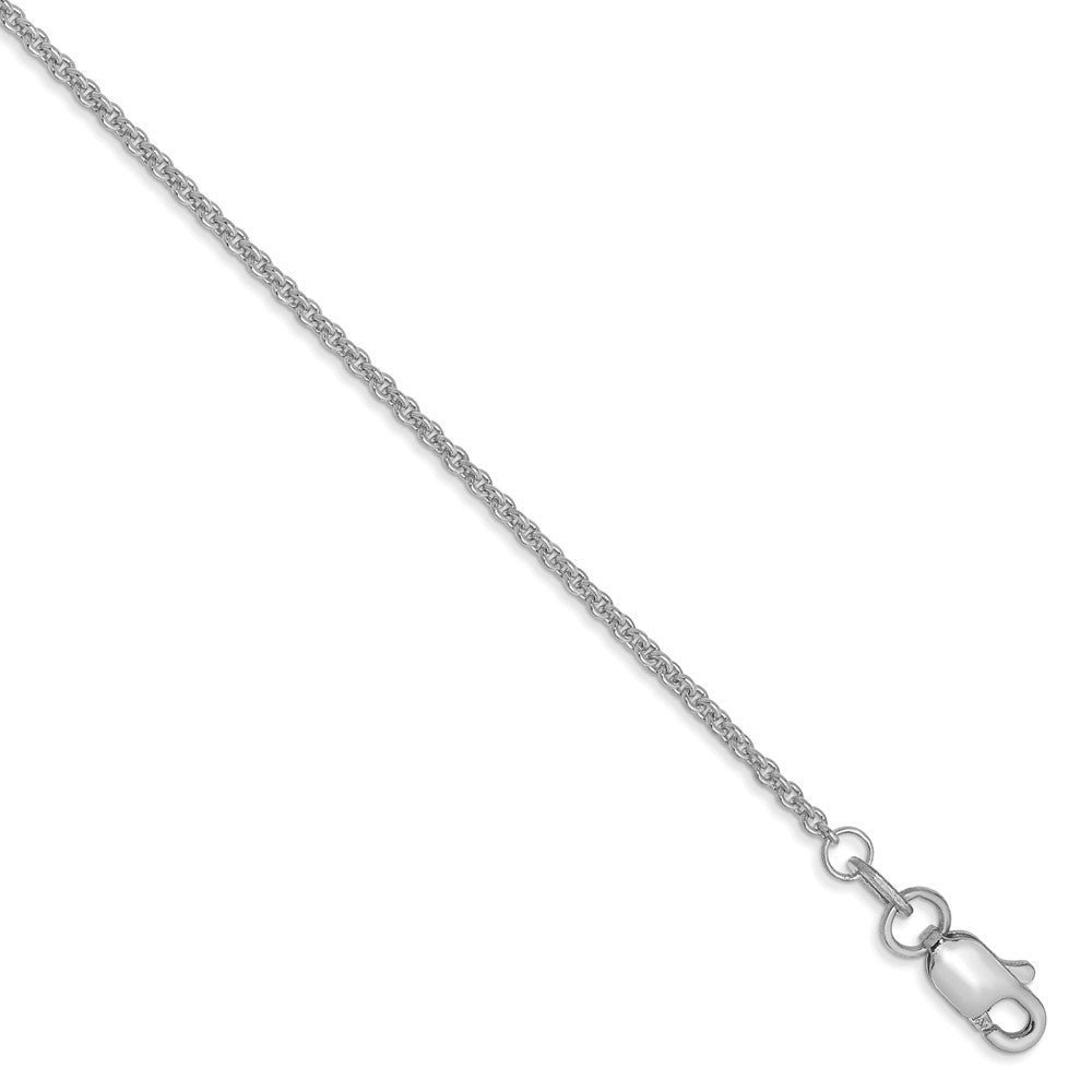 1.5mm 10k White Gold Solid Cable Chain Anklet