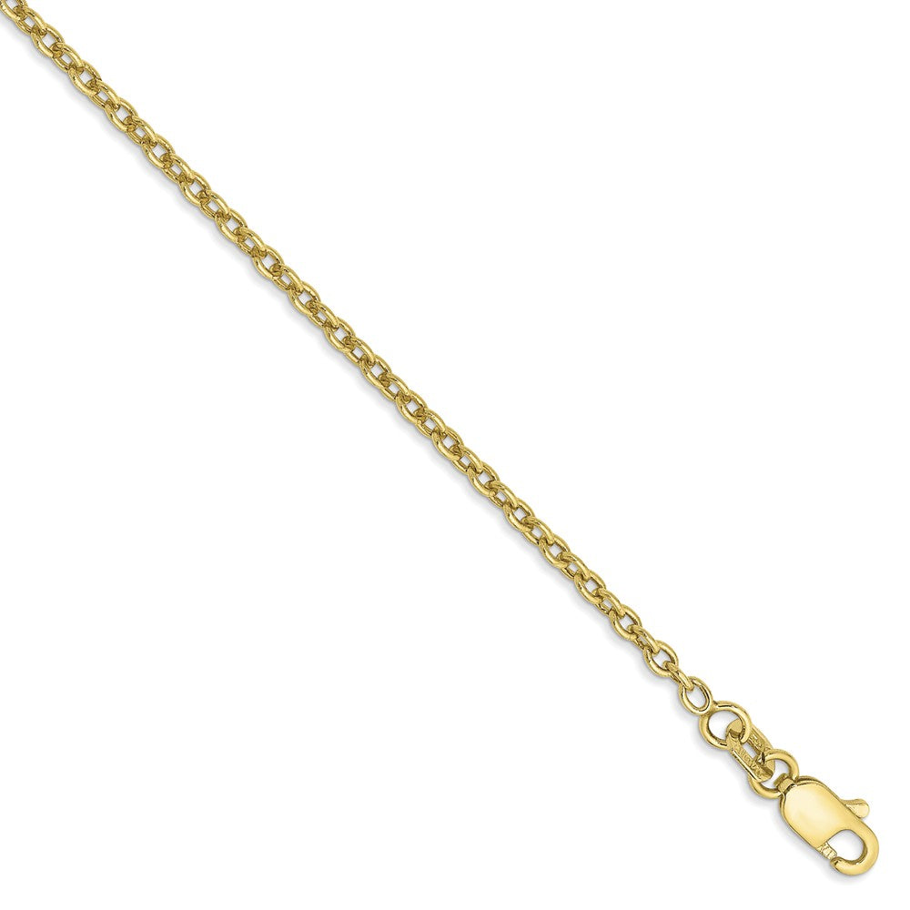 2mm 10k Yellow Gold Solid Cable Chain Anklet