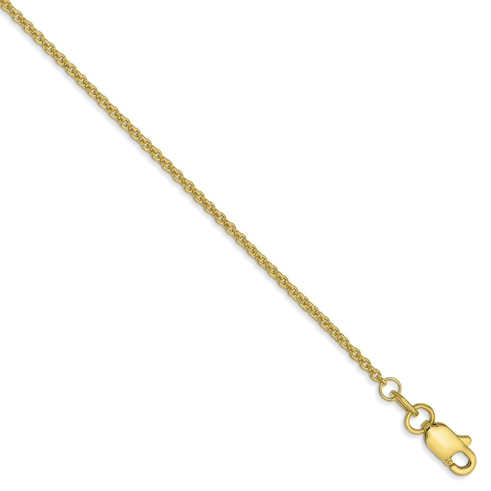 1.5mm 10k Yellow Gold Solid Cable Chain Anklet