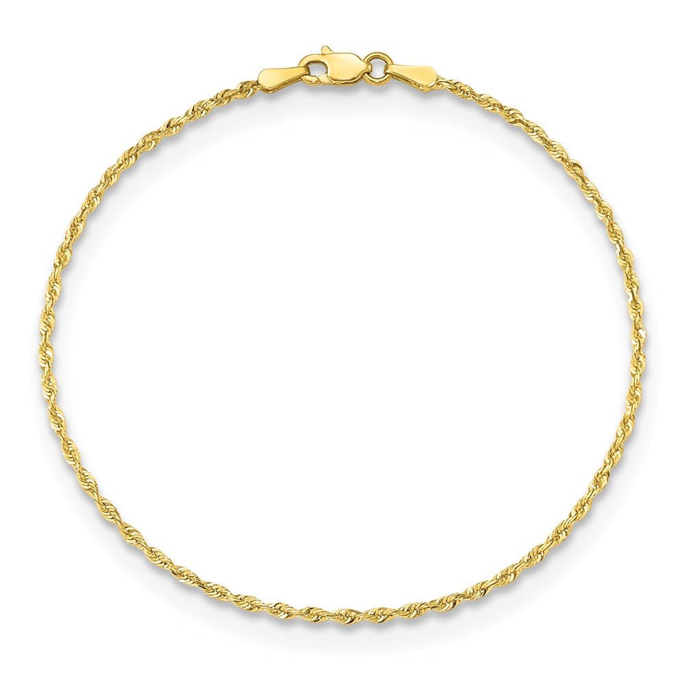 Alternate view of the 1.85mm 10k Yellow Gold D/C Quadruple Rope Chain Anklet by The Black Bow Jewelry Co.