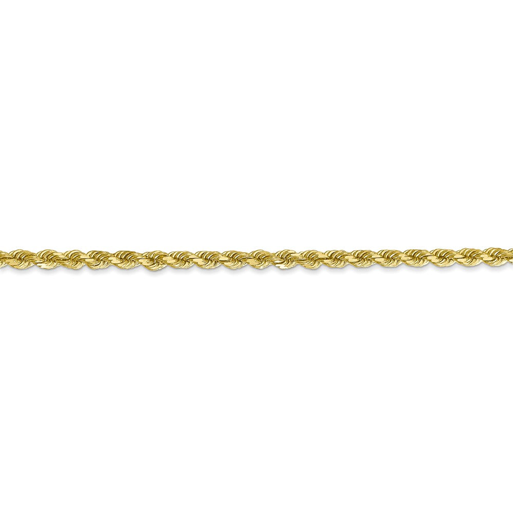 Alternate view of the 2.75mm 10k Yellow Gold Solid D/C Rope Chain Anklet or Bracelet, 9 Inch by The Black Bow Jewelry Co.