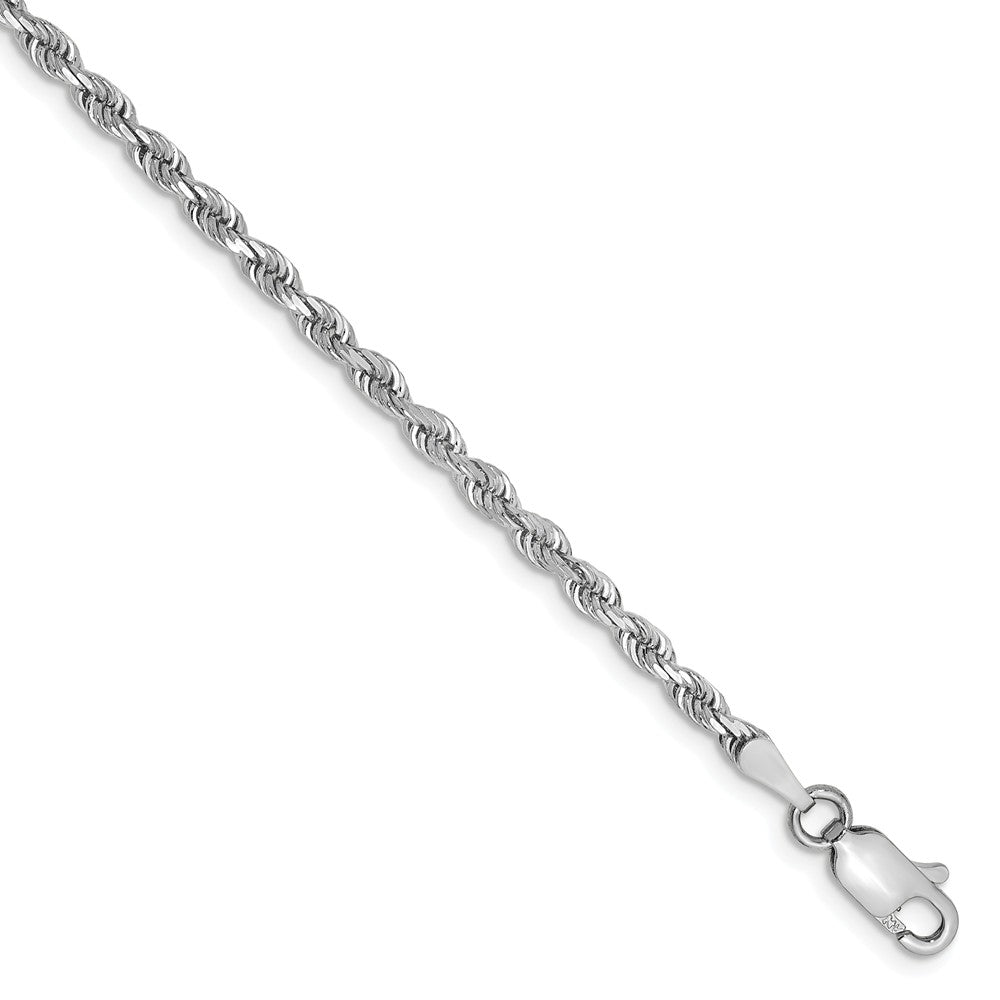 Alternate view of the 2.75mm 10k White Gold D/C Quadruple Rope Chain Anklet, 9 Inch by The Black Bow Jewelry Co.