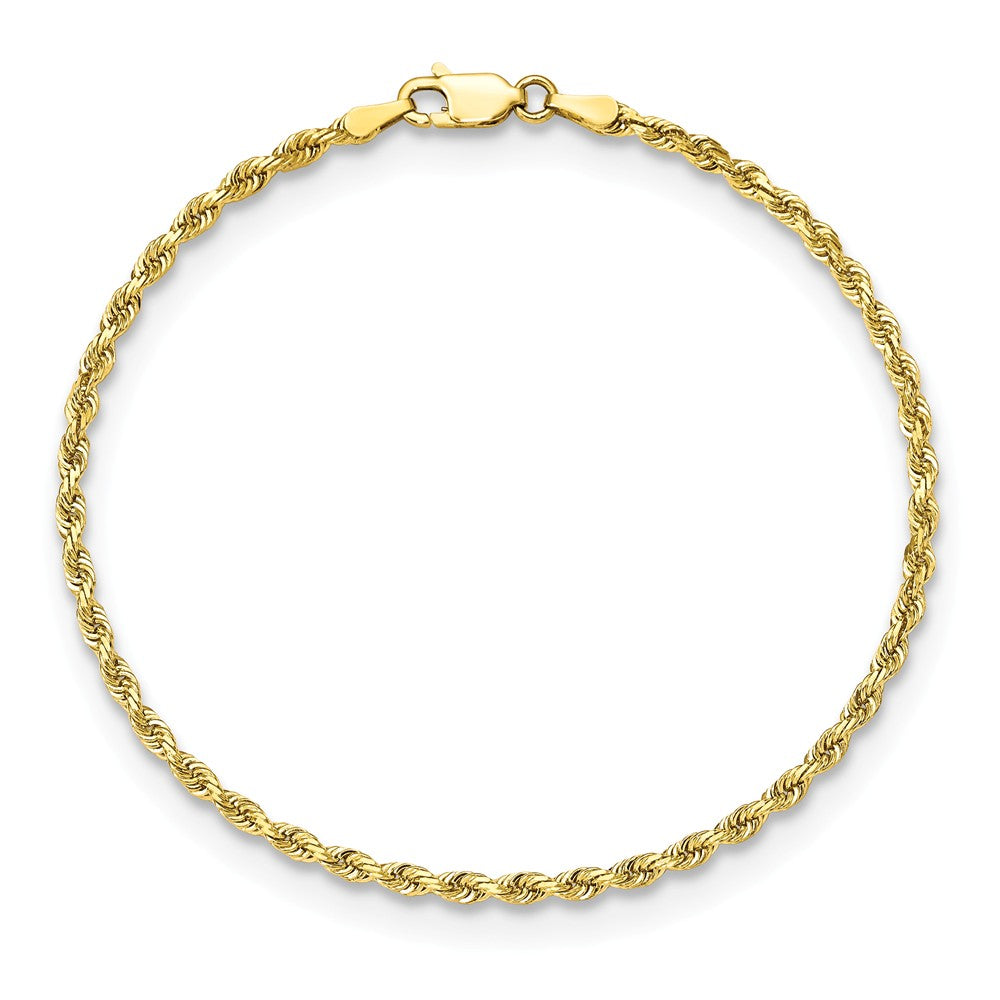 Alternate view of the 2.75mm 10k Yellow Gold D/C Quadruple Rope Chain Anklet, 9 Inch by The Black Bow Jewelry Co.