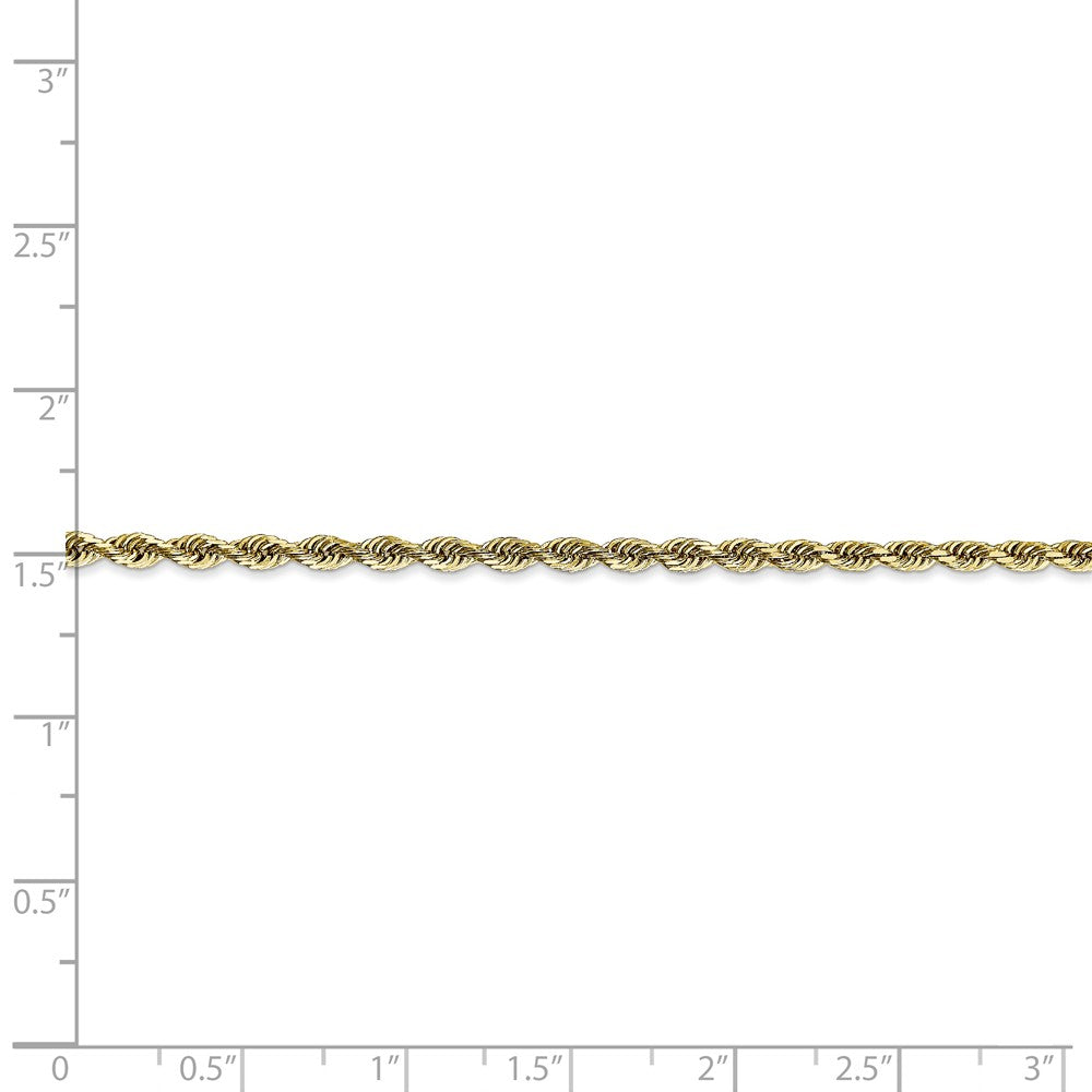 Alternate view of the 2.75mm 10k Yellow Gold D/C Quadruple Rope Chain Anklet, 9 Inch by The Black Bow Jewelry Co.
