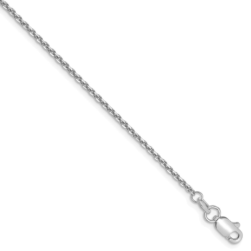 1.3mm 10k White Gold Solid Diamond Cut Cable Chain Anklet, 9 Inch, Item A8881 by The Black Bow Jewelry Co.