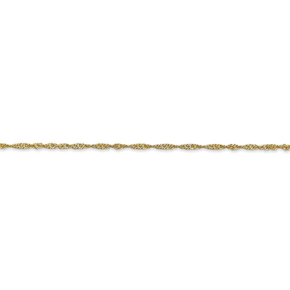 Alternate view of the 1.4mm 10k Yellow Gold Solid Singapore Chain Anklet, 10 Inch by The Black Bow Jewelry Co.