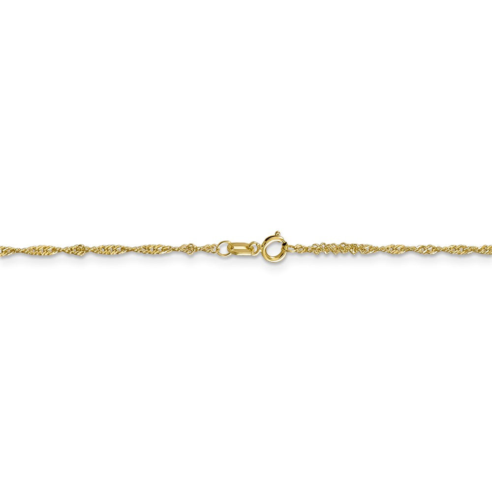 Alternate view of the 1.4mm 10k Yellow Gold Solid Singapore Chain Anklet, 10 Inch by The Black Bow Jewelry Co.