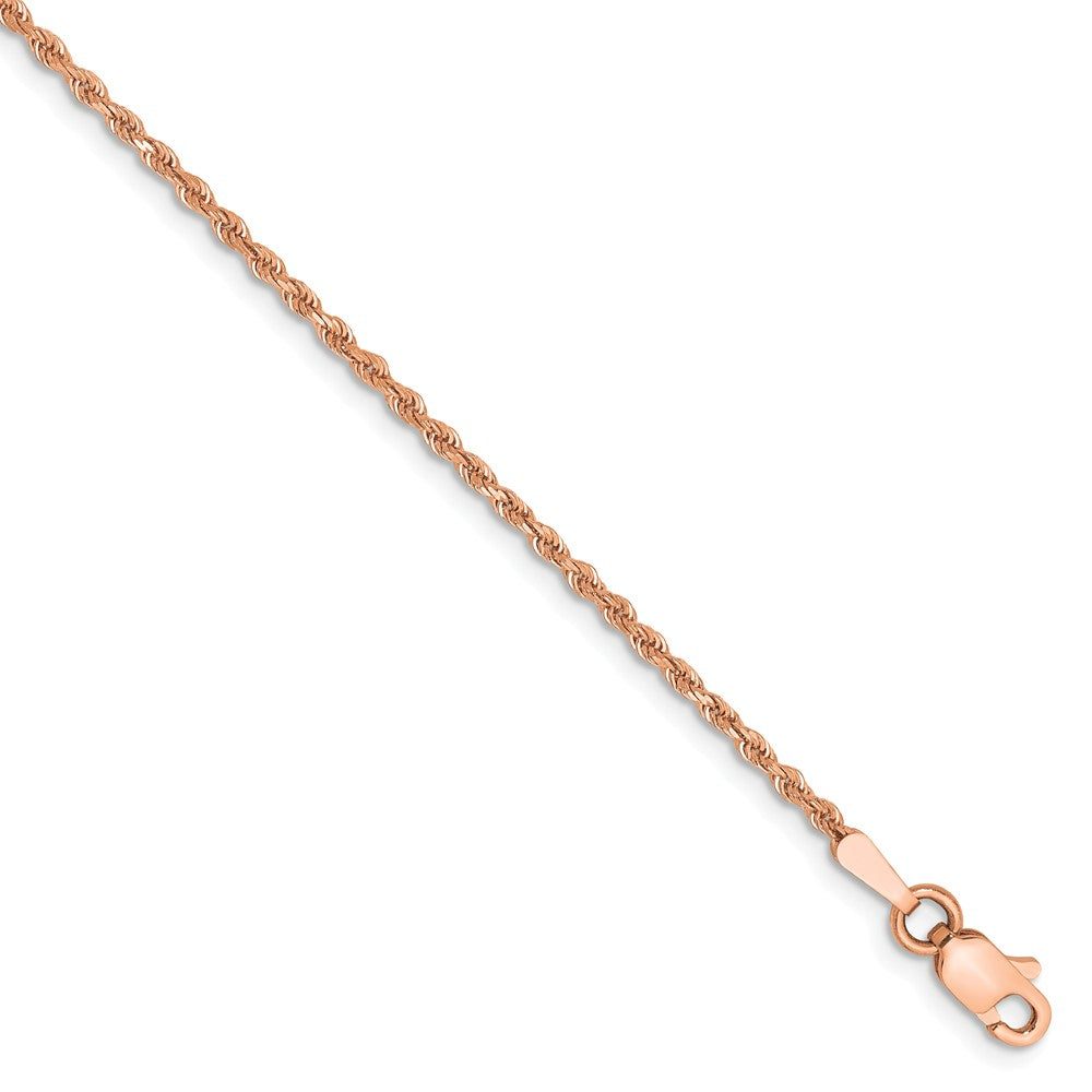 14k Rose Gold 1.5mm D/C Solid Rope Chain Anklet, 9 Inch, Item A8888 by The Black Bow Jewelry Co.