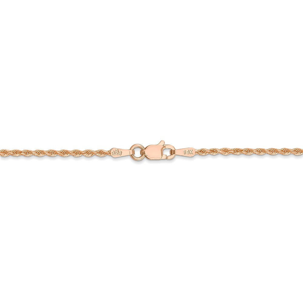 Alternate view of the 14k Rose Gold 1.5mm D/C Solid Rope Chain Anklet, 9 Inch by The Black Bow Jewelry Co.