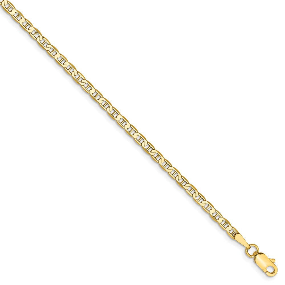 2.4mm 14k Yellow Gold Solid Concave Anchor Chain Anklet, Item A8892 by The Black Bow Jewelry Co.