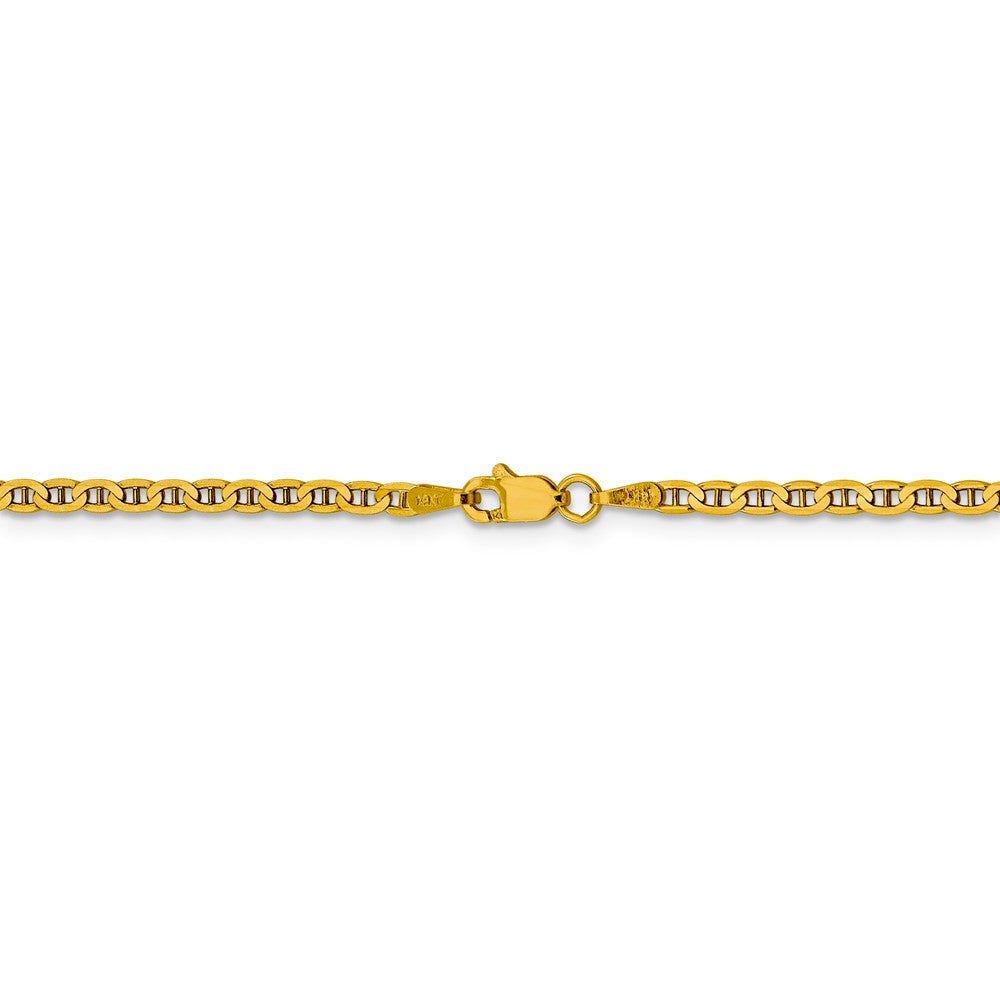 Alternate view of the 2.4mm 14k Yellow Gold Solid Concave Anchor Chain Anklet by The Black Bow Jewelry Co.