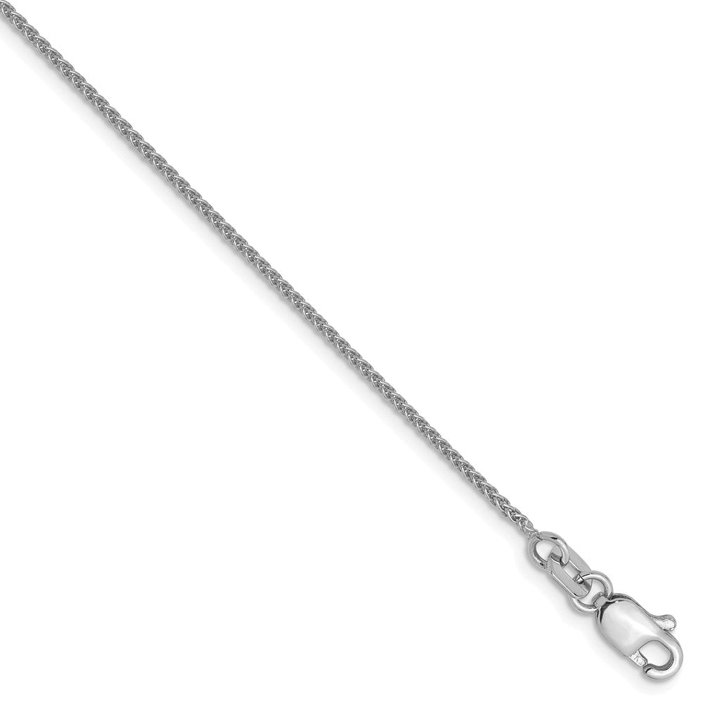 1mm 10k White Gold Solid Wheat Chain Anklet, 9 Inch, Item A8896 by The Black Bow Jewelry Co.