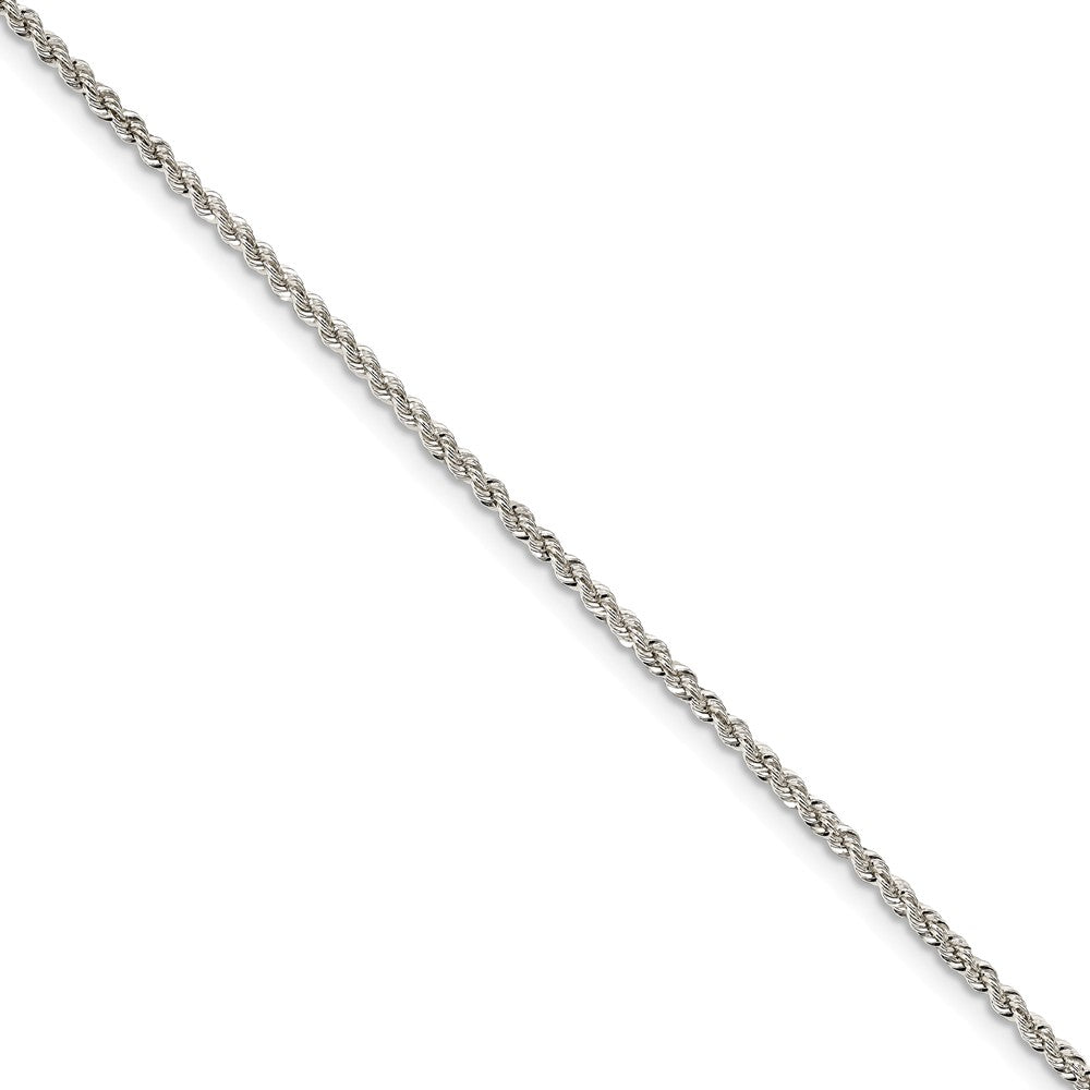 2.25mm Sterling Silver Classic Solid Rope Chain Anklet, Item A8900 by The Black Bow Jewelry Co.