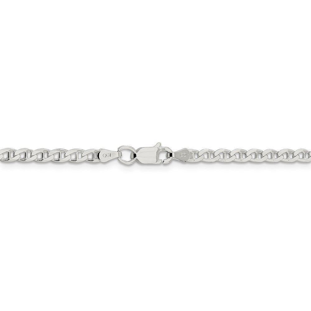 Alternate view of the 3.1mm Sterling Silver Solid Flat Cuban Anchor Chain Anklet by The Black Bow Jewelry Co.