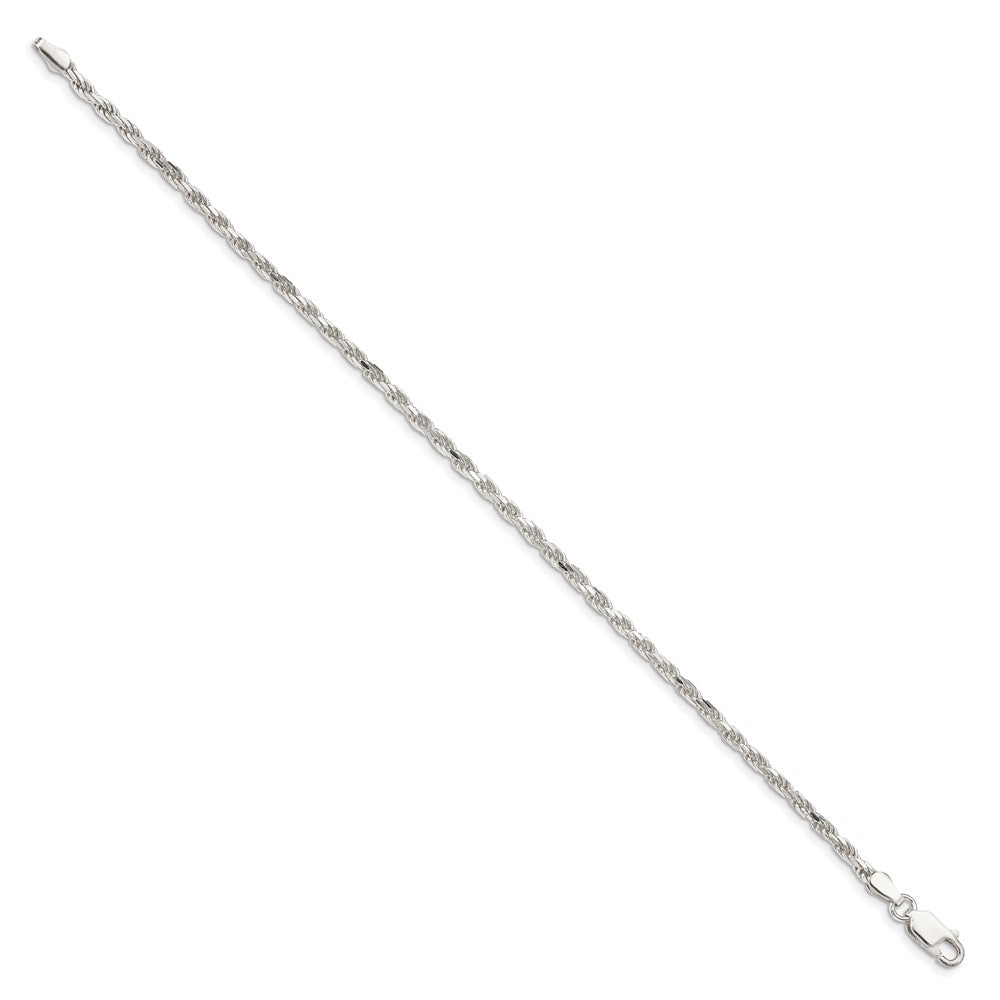 Alternate view of the 2.5mm Sterling Silver Diamond Cut Solid Rope Chain Anklet by The Black Bow Jewelry Co.
