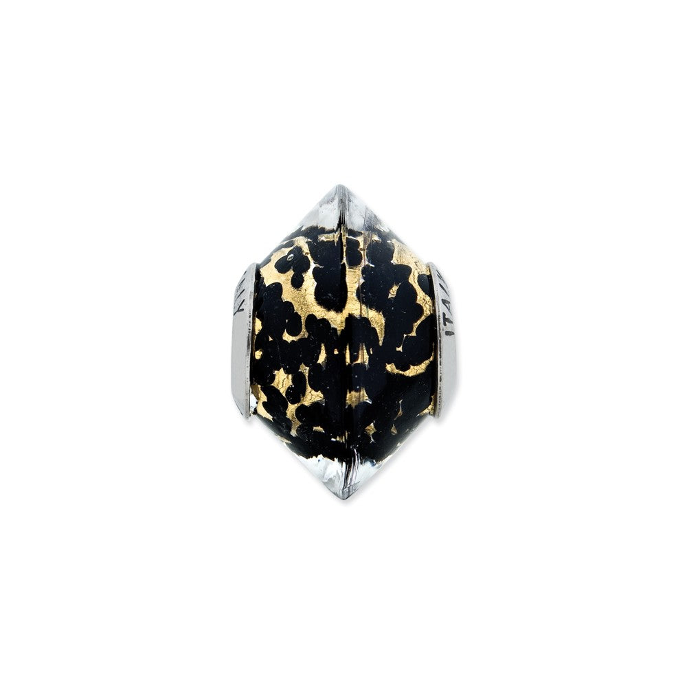 Alternate view of the Black/Yellow Murano Glass &amp; Sterling Silver Bead Charm, 17mm by The Black Bow Jewelry Co.