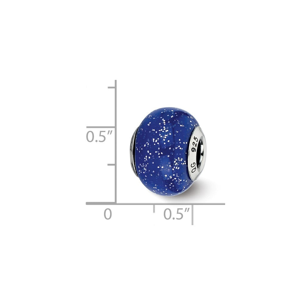 Alternate view of the Dark Blue with Sparkles Murano &amp; Sterling Silver Bead Charm, 15mm by The Black Bow Jewelry Co.
