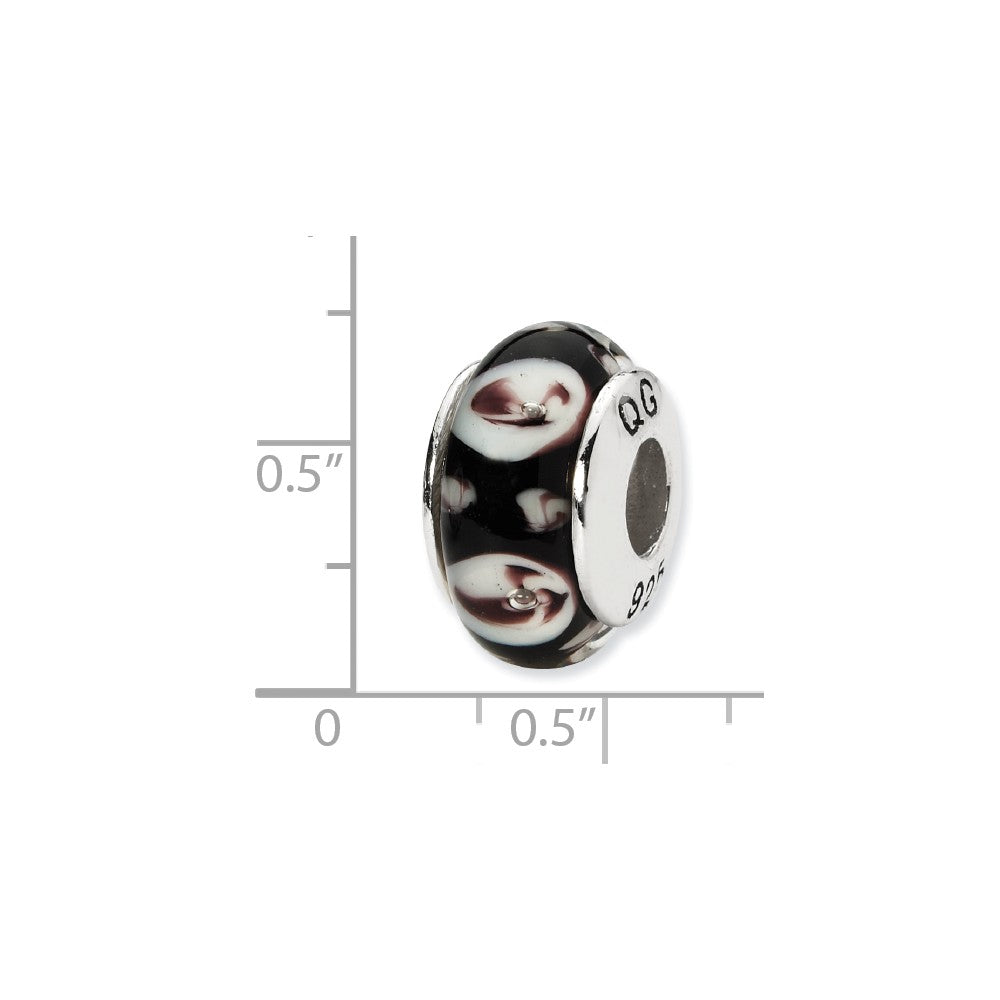 Alternate view of the Black, Purple Floral Glass &amp; Sterling Silver Bead Charm, 13mm by The Black Bow Jewelry Co.