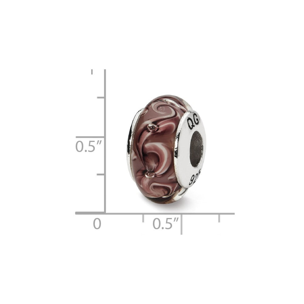 Alternate view of the Purple Swirl Hand-Blown Glass &amp; Sterling Silver Bead Charm, 13mm by The Black Bow Jewelry Co.