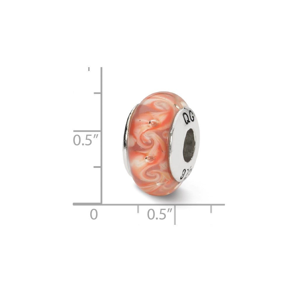 Alternate view of the Pink, Red Swirl Hand-Blown Glass &amp; Sterling Silver Bead Charm, 13mm by The Black Bow Jewelry Co.
