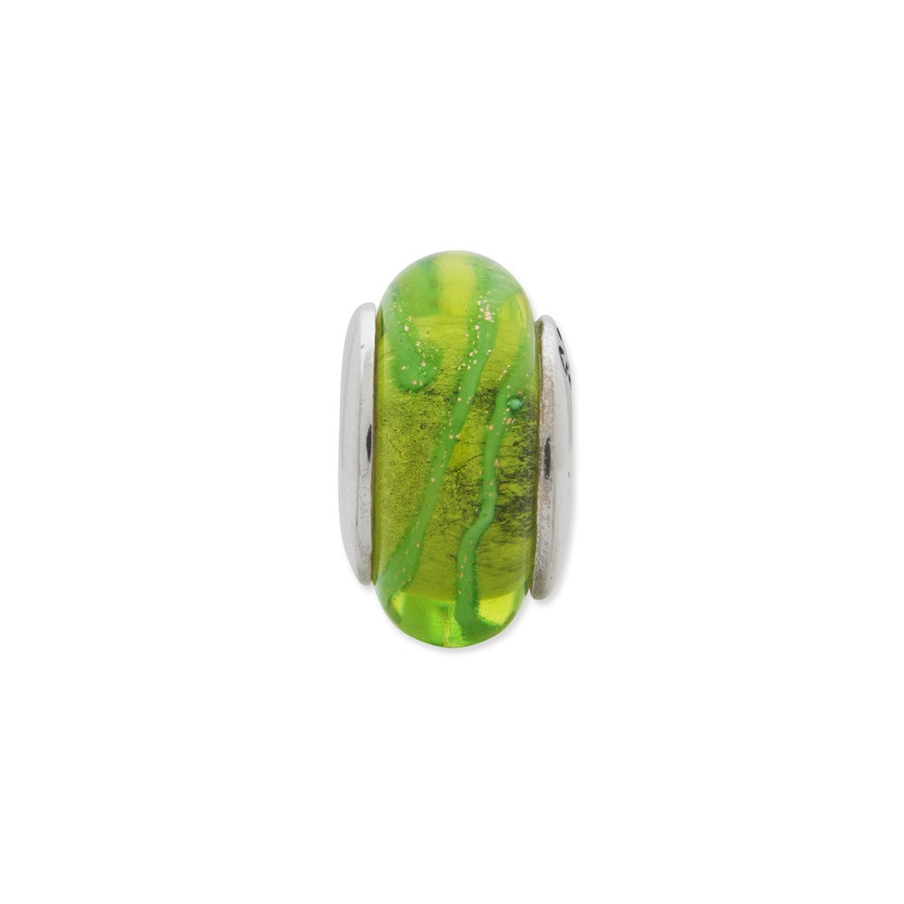 Alternate view of the Light Green Hand-Blown Glass &amp; Sterling Silver Bead Charm, 13mm by The Black Bow Jewelry Co.