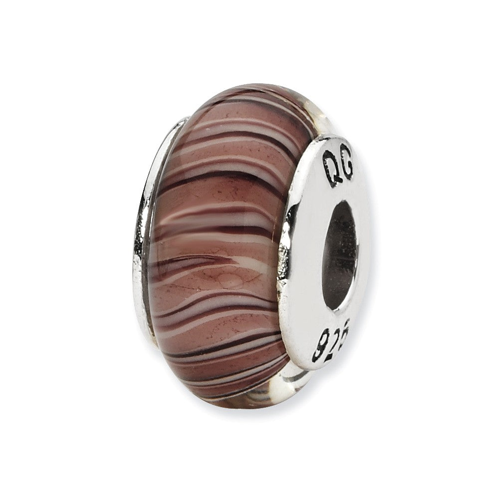 Mauve/Purple Hand-Blown Glass &amp; Sterling Silver Bead Charm, 13mm, Item B10334 by The Black Bow Jewelry Co.