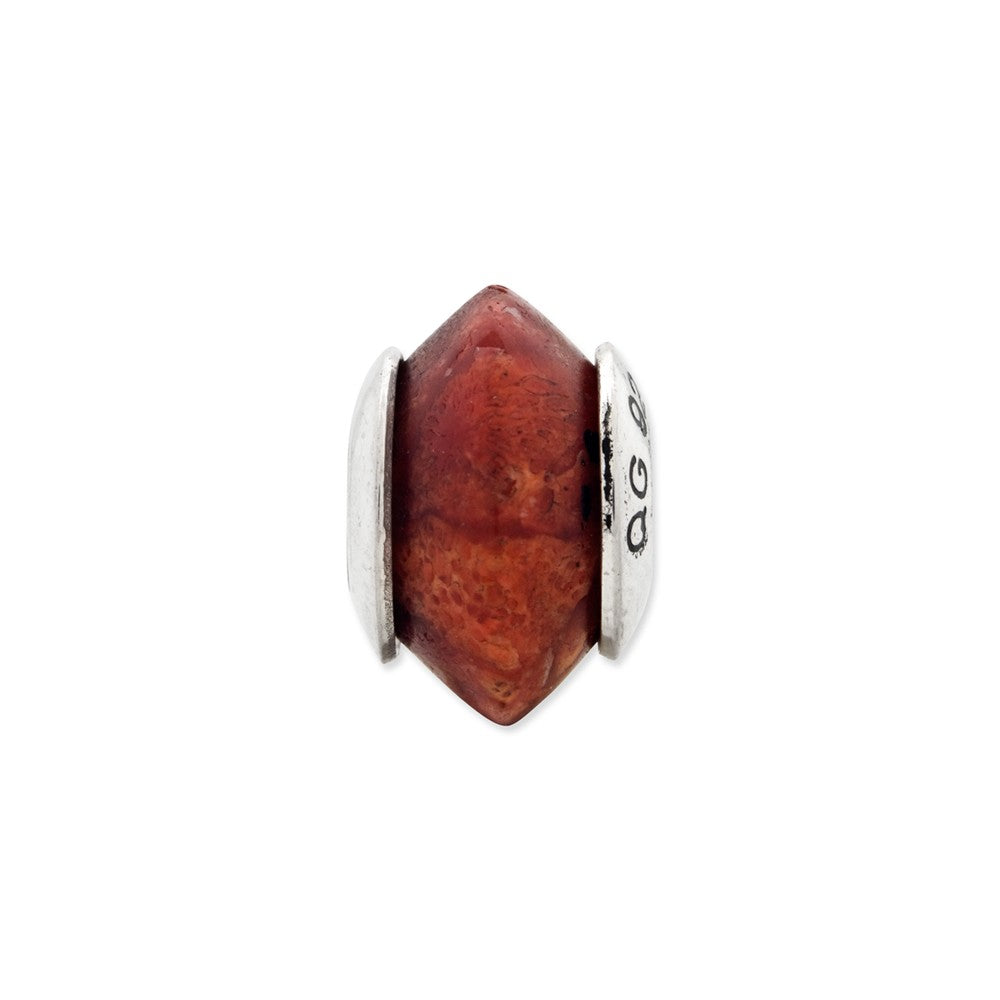 Alternate view of the Natural Red Stone &amp; Sterling Silver Bead Charm, 13mm by The Black Bow Jewelry Co.