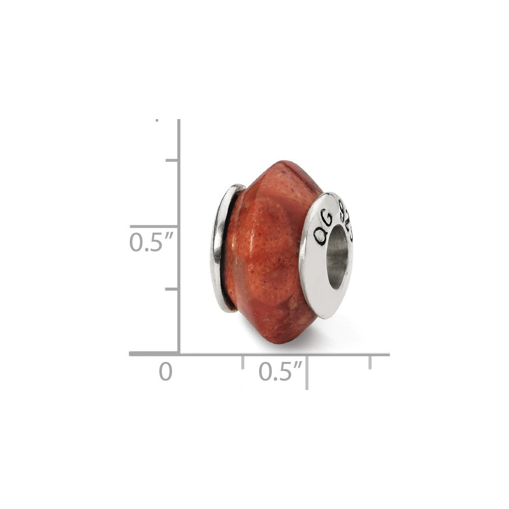 Alternate view of the Natural Red Stone &amp; Sterling Silver Bead Charm, 13mm by The Black Bow Jewelry Co.