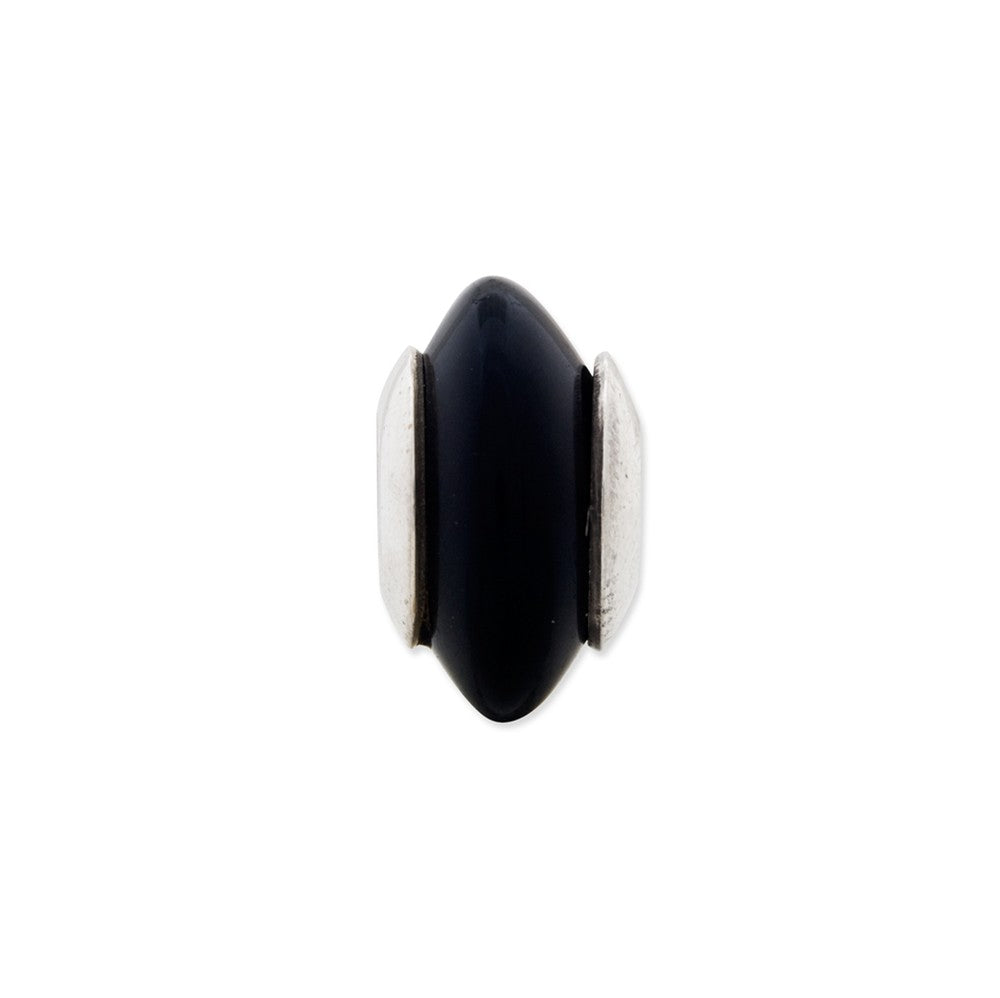 Alternate view of the Black Agate Stone &amp; Sterling Silver Bead Charm, 14mm by The Black Bow Jewelry Co.