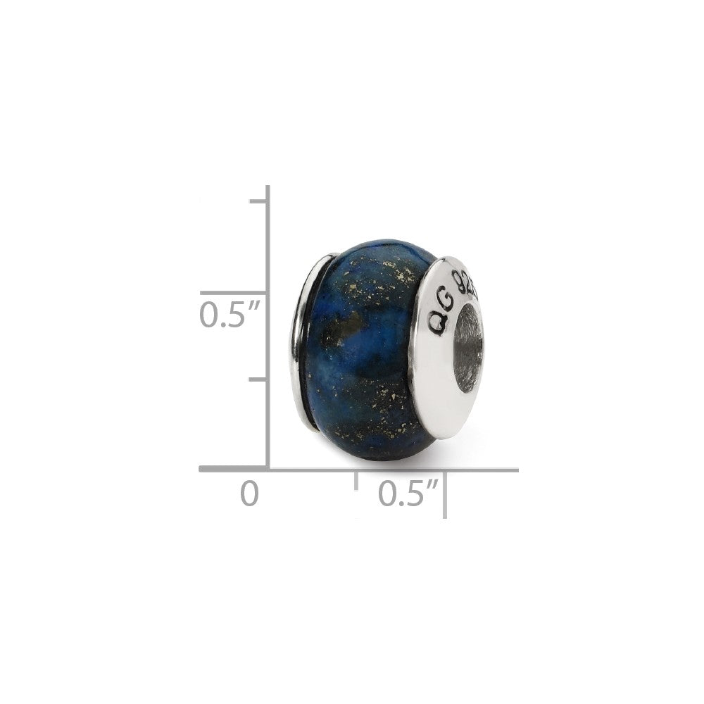 Alternate view of the Lapis Stone &amp; Sterling Silver Bead Charm, 11 x 8mm by The Black Bow Jewelry Co.