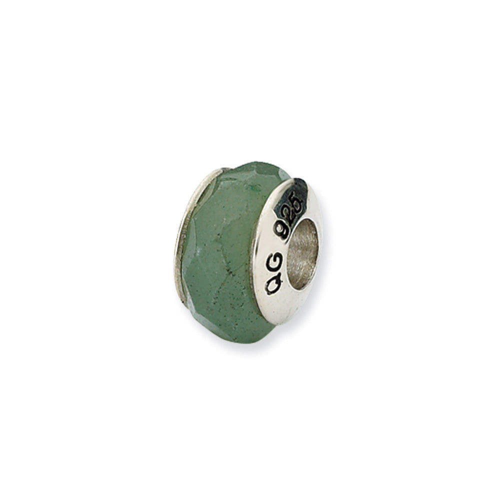 Aventurine Stone &amp; Sterling Silver Bead Charm, 13mm, Item B10373 by The Black Bow Jewelry Co.