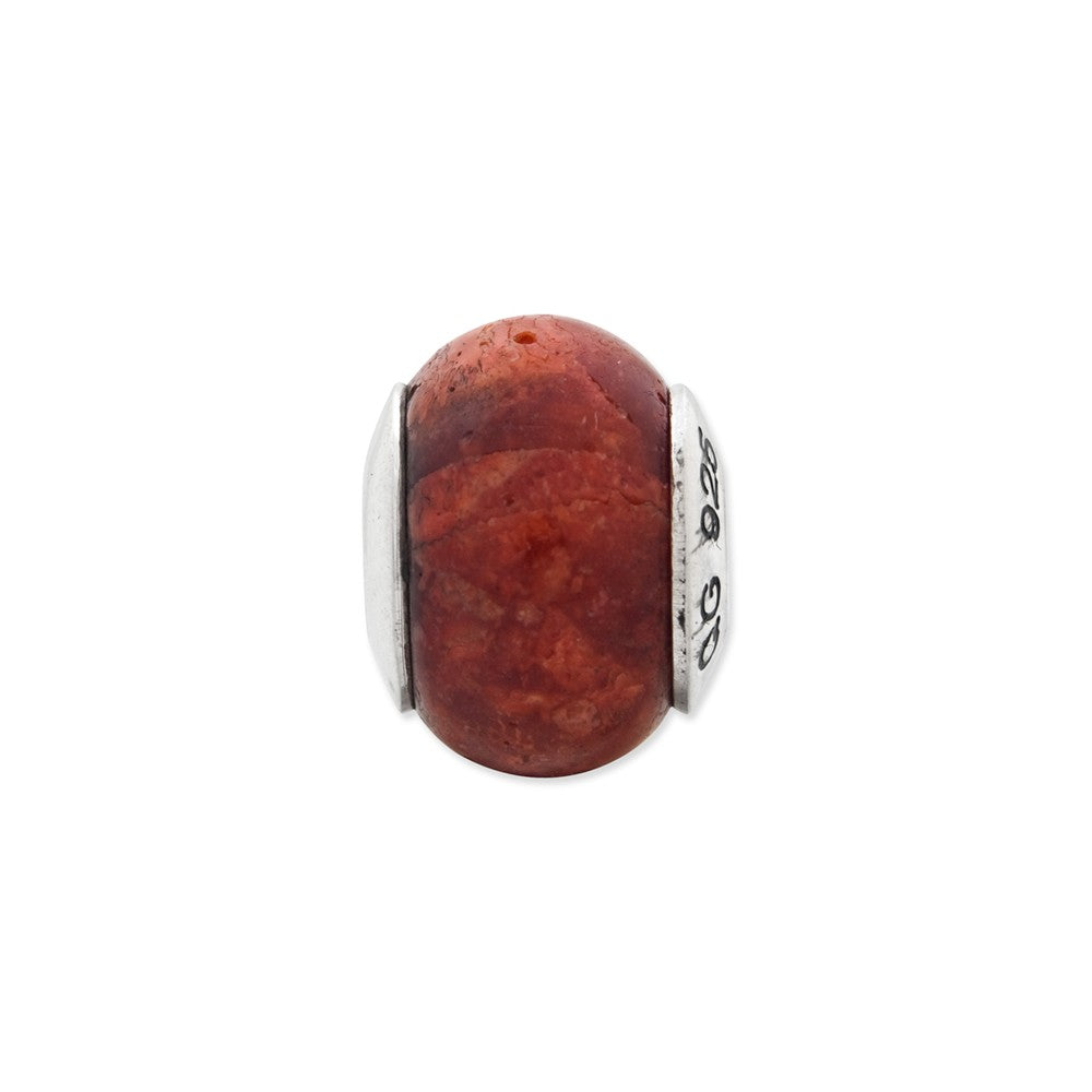 Alternate view of the Red Natural Stone &amp; Sterling Silver Bead Charm, 10mm by The Black Bow Jewelry Co.