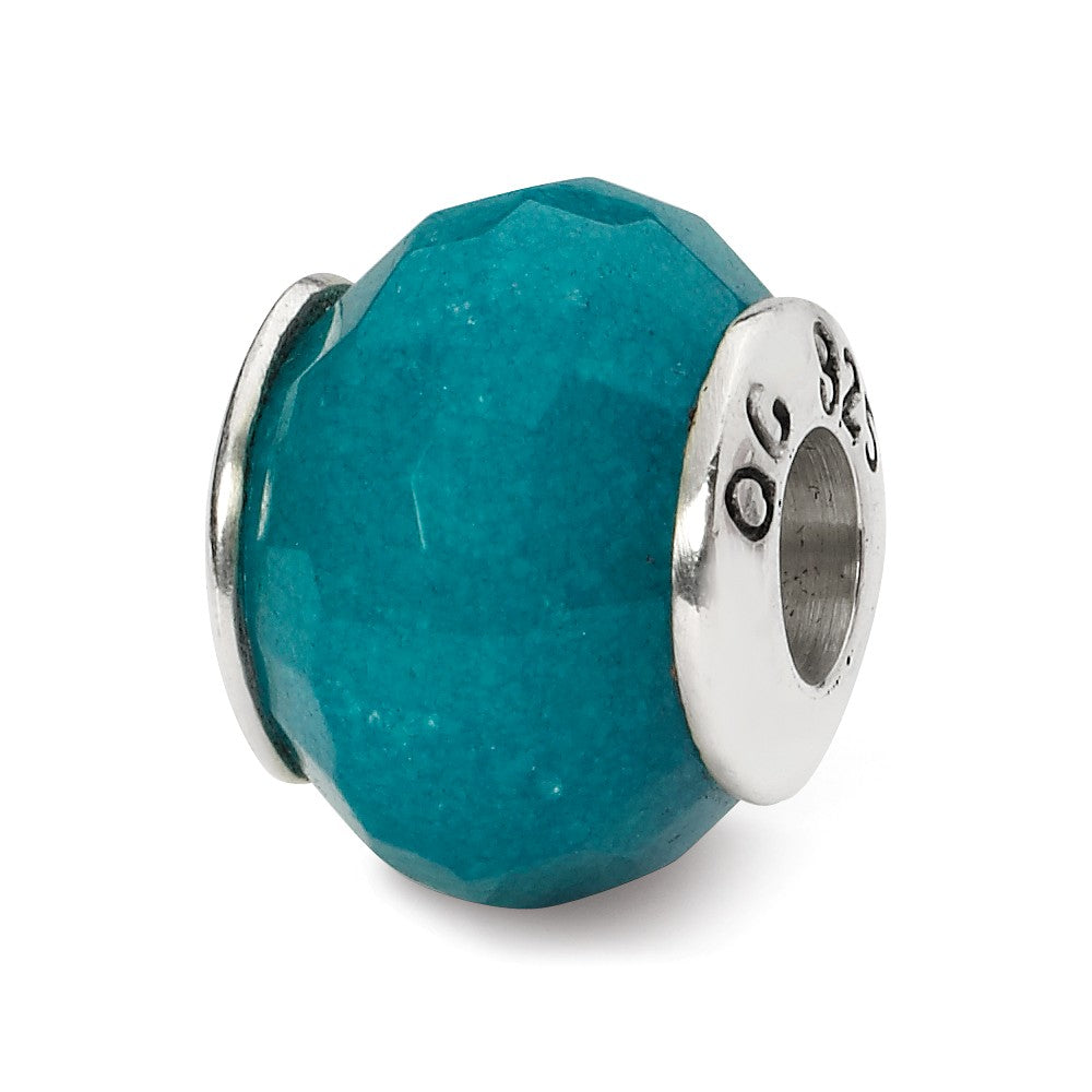 Light Blue Quartz Stone &amp; Sterling Silver Bead Charm, 13mm, Item B10383 by The Black Bow Jewelry Co.