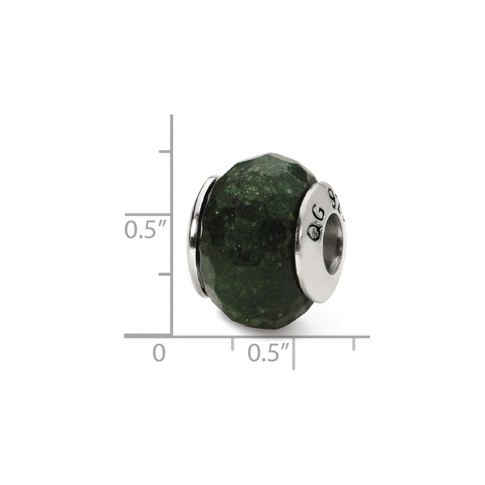 Alternate view of the Dark Green Quartz Stone &amp; Sterling Silver Bead Charm, 13mm by The Black Bow Jewelry Co.