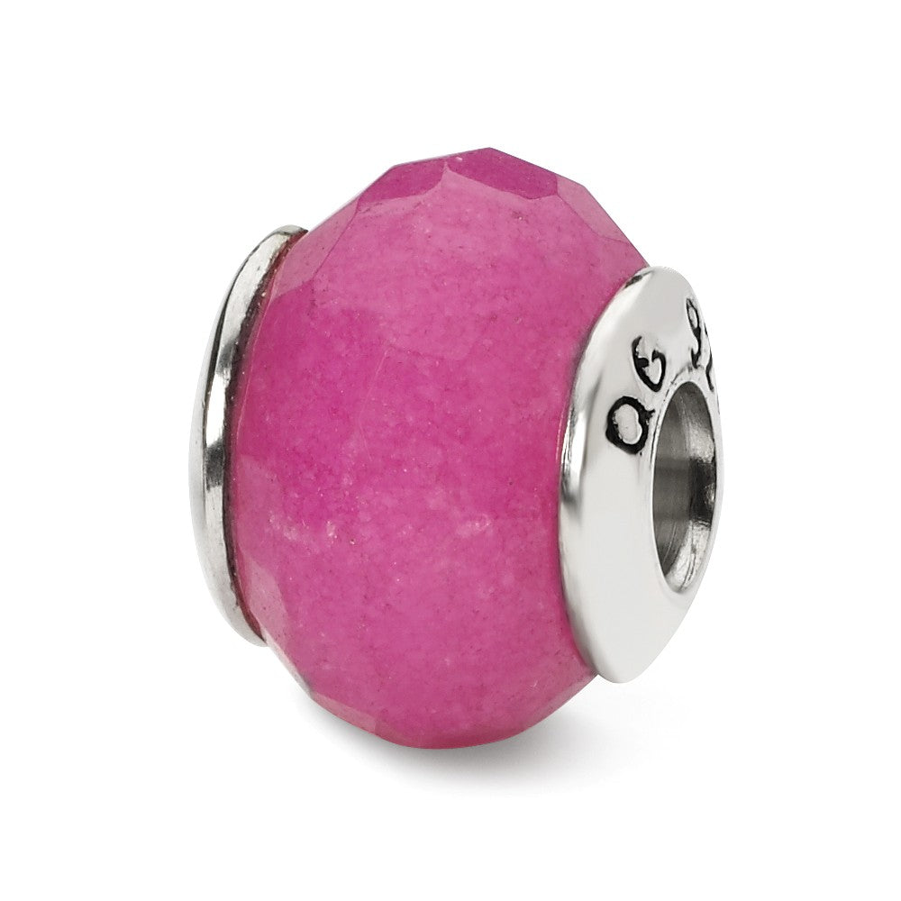 Fuchsia Quartz Stone &amp; Sterling Silver Bead Charm, 13mm, Item B10389 by The Black Bow Jewelry Co.