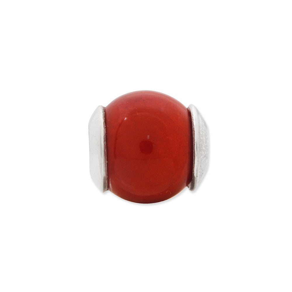 Alternate view of the Red Quartz Stone &amp; Sterling Silver Bead Charm, 11mm by The Black Bow Jewelry Co.