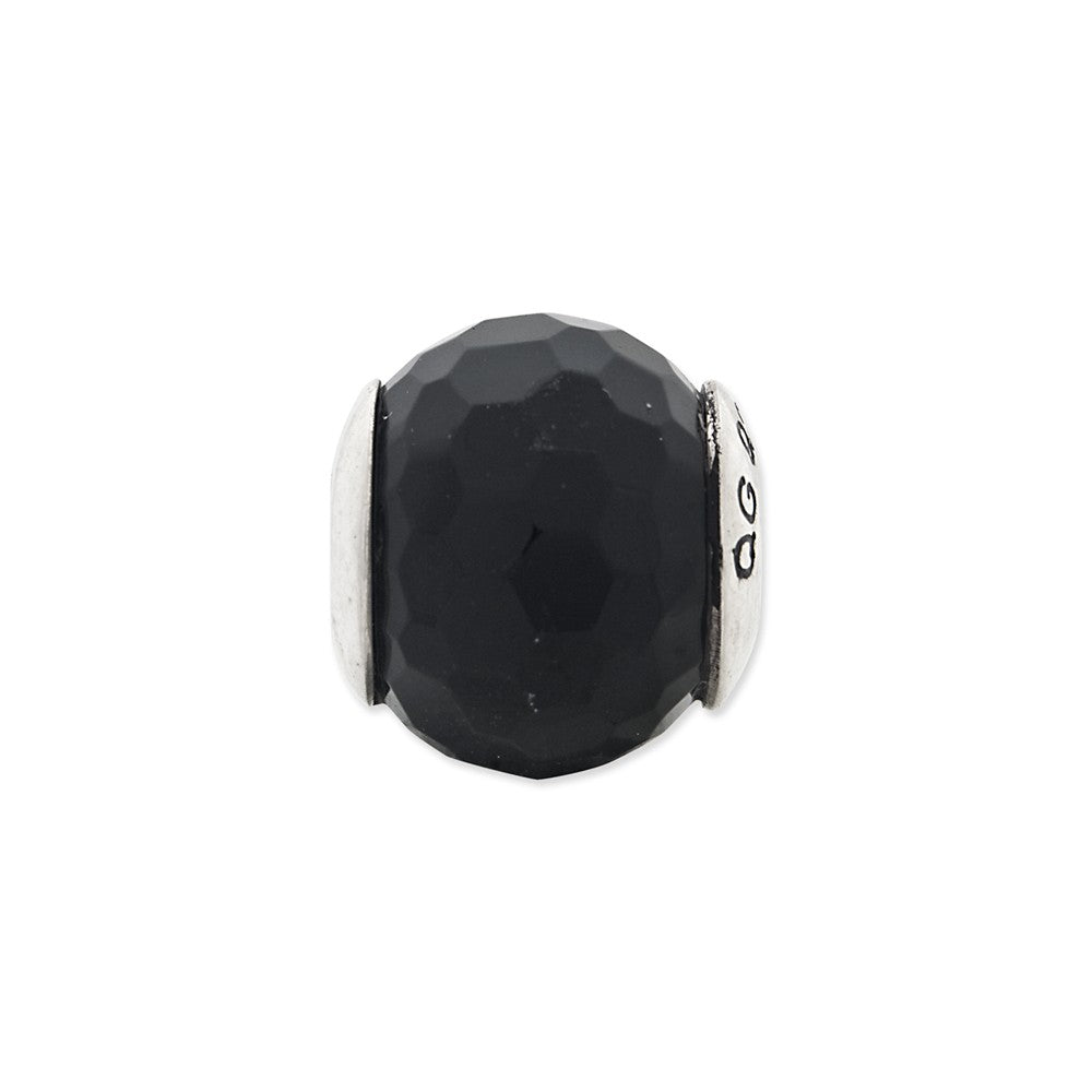 Alternate view of the Black Agate Stone &amp; Sterling Silver Bead Charm, 13mm by The Black Bow Jewelry Co.