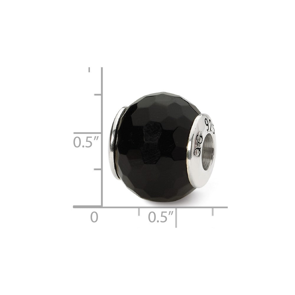 Alternate view of the Black Agate Stone &amp; Sterling Silver Bead Charm, 13mm by The Black Bow Jewelry Co.