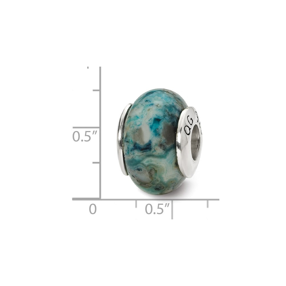 Alternate view of the Blue Crazy Lace Agate Stone &amp; Sterling Silver Bead Charm, 13mm by The Black Bow Jewelry Co.