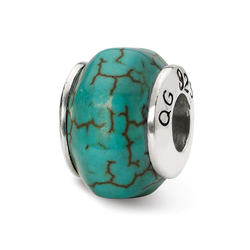 Blue Magnesite Stone &amp; Sterling Silver Bead Charm, 13mm, Item B10432 by The Black Bow Jewelry Co.