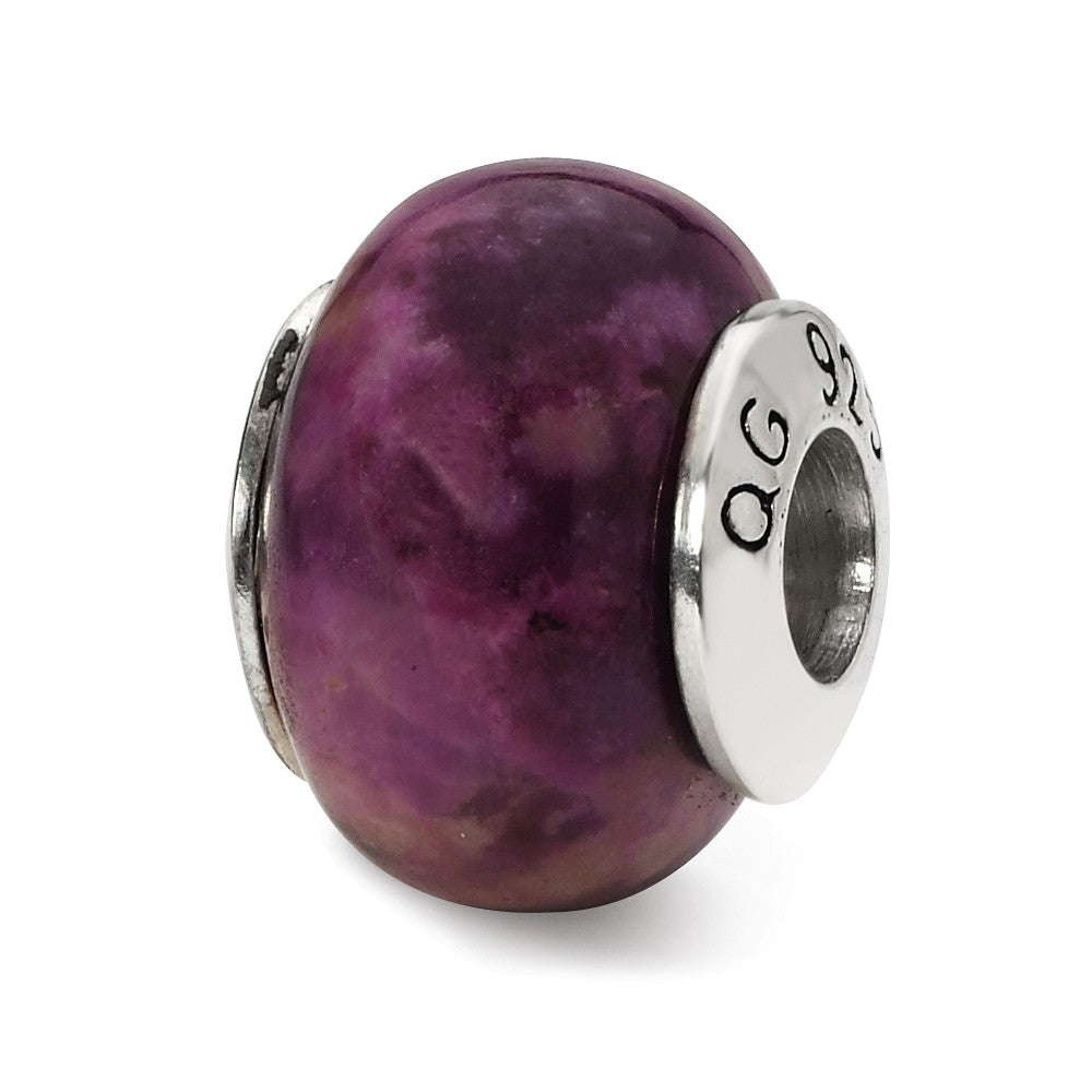 11mm Purple Magnesite Stone & Sterling Silver Bead Charm, 13mm, Item B10433 by The Black Bow Jewelry Co.
