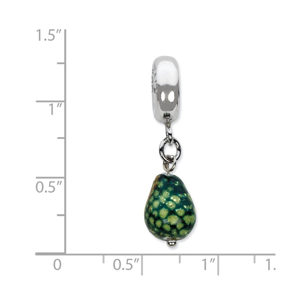 Alternate view of the Murano Glass &amp; Sterling Silver, Green with Glitter Dangle Bead Charm by The Black Bow Jewelry Co.